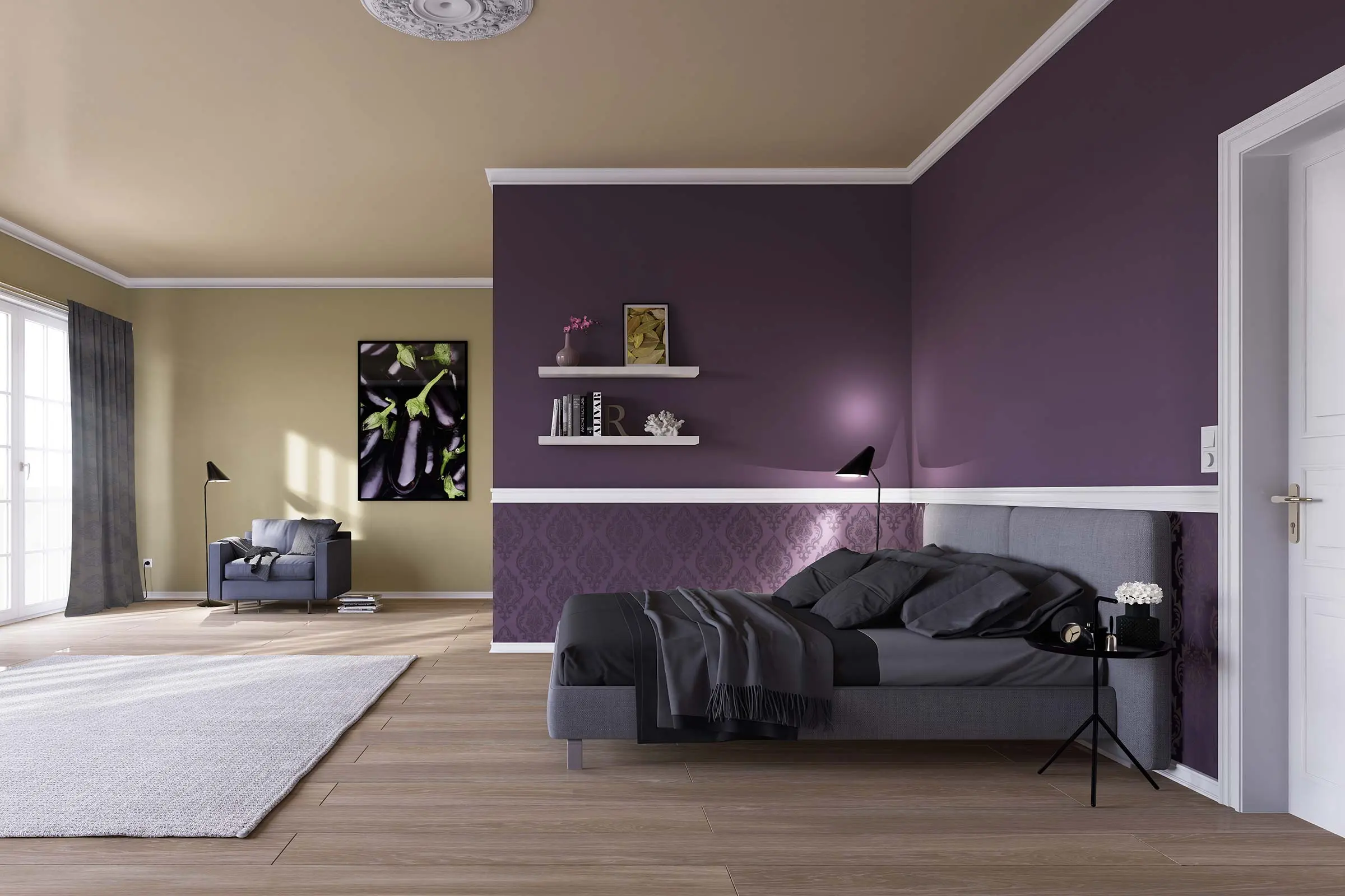 Soverom fra Sto Norge - veggmaling og takmaling og strukturer for vakre rom