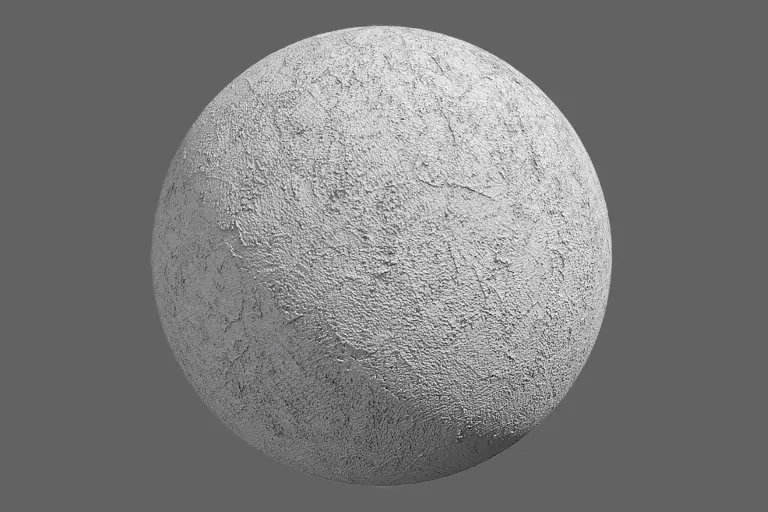 Mit Putz beschichtete, graue 3D-Kugel, grobe Putztestur StoSignature Textur Rough 40